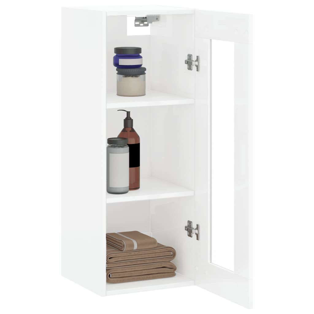 Wall Mounted Cabinet High Gloss White 34.5x34x90 cm
