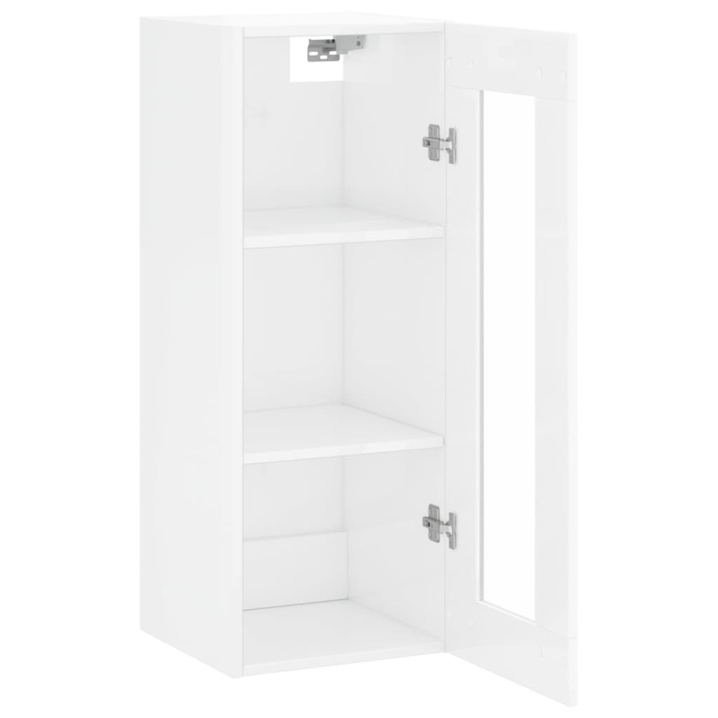 Wall Mounted Cabinet High Gloss White 34.5x34x90 cm