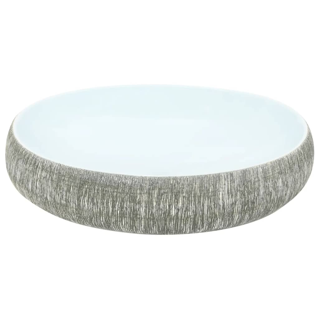 Countertop Basin Grey and Blue Oval 59x40x15 cm Ceramic