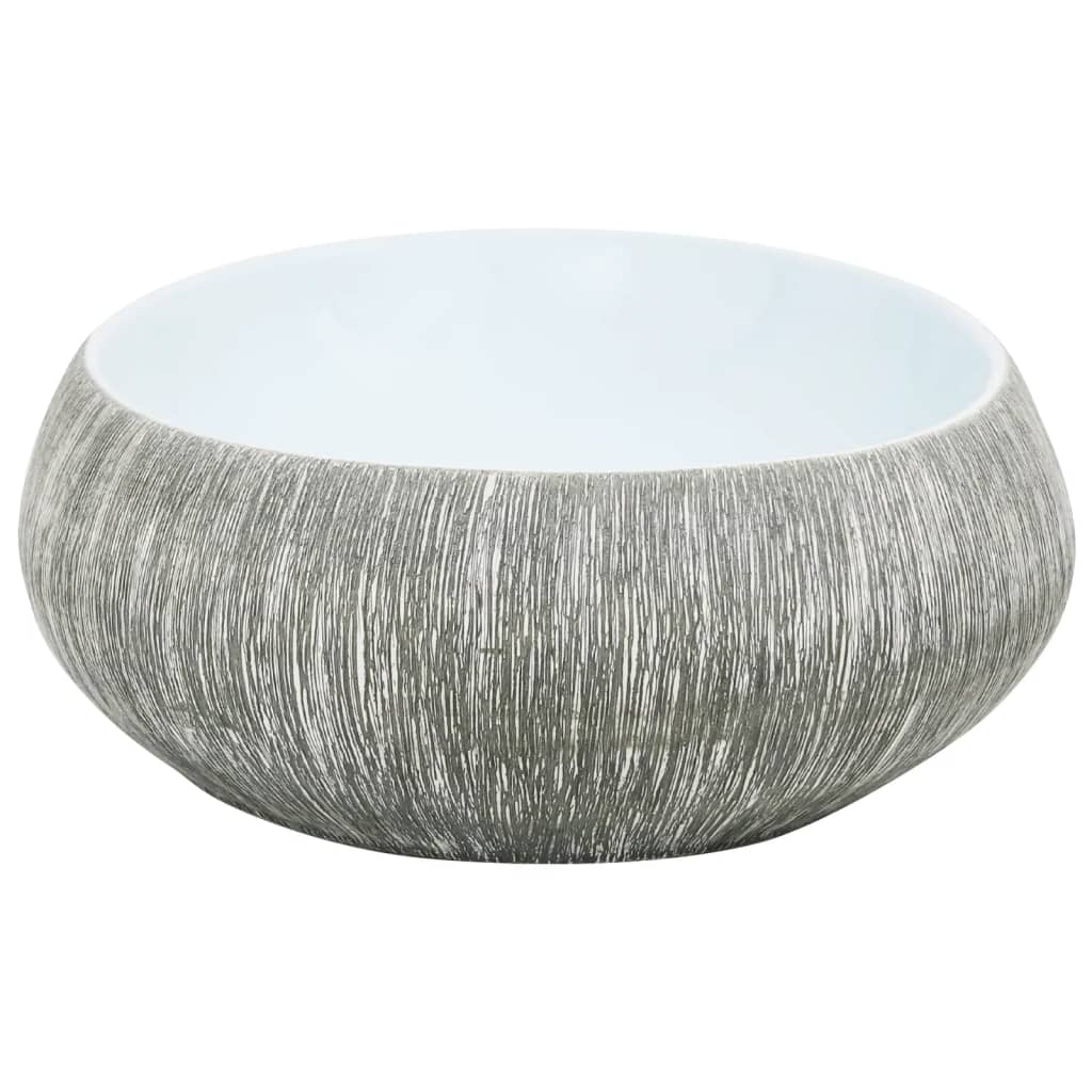 Countertop Basin Grey and Blue Oval 59x40x15 cm Ceramic