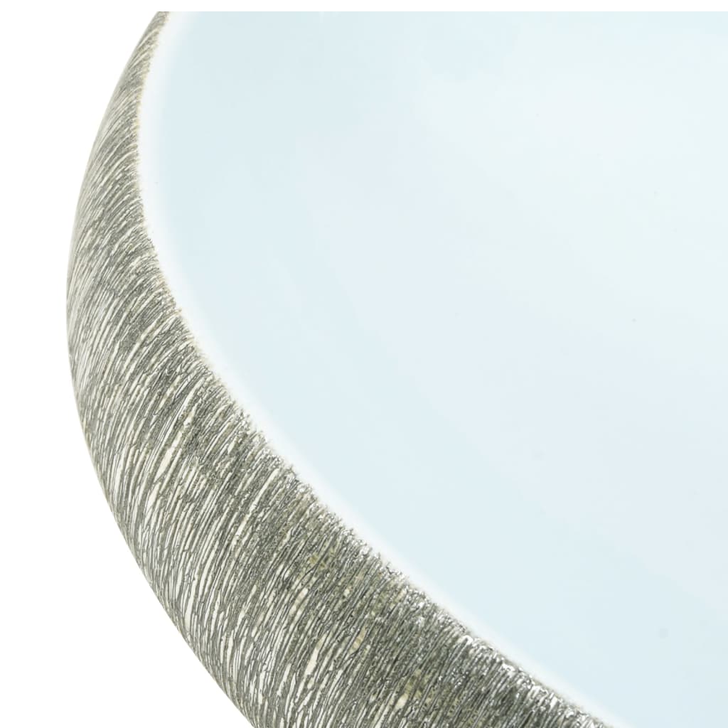 Countertop Basin Grey and Blue Oval 59x40x15 cm Ceramic