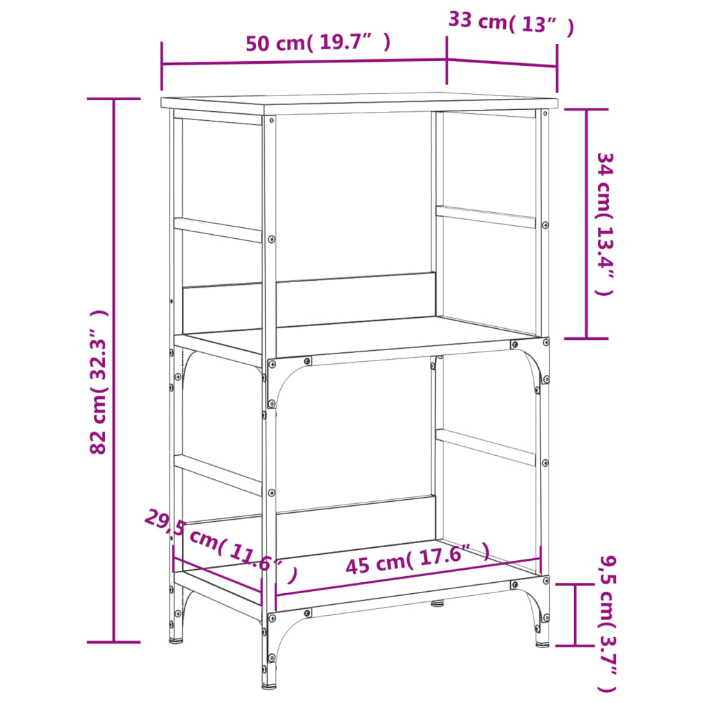 Bookshelf Black 50x33x82 cm Engineered Wood
