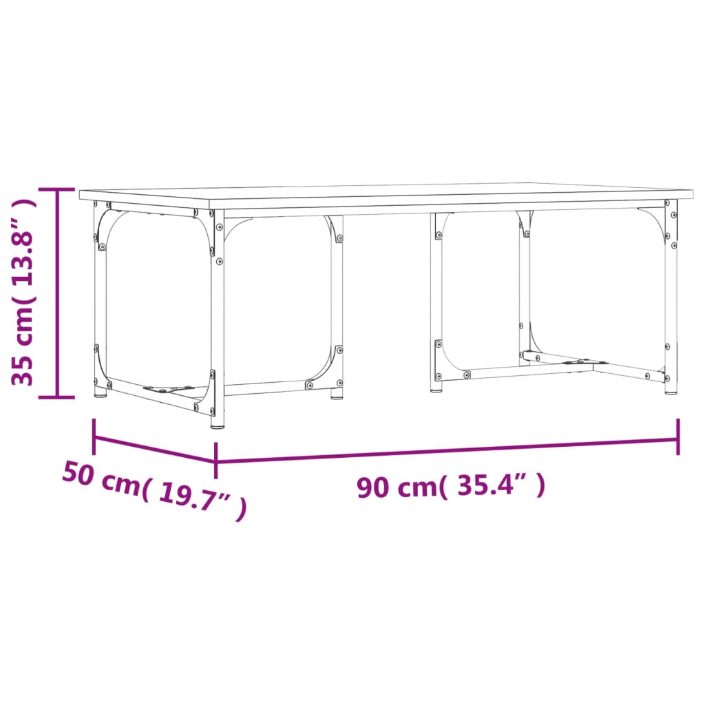 Coffee Table Grey Sonoma 90x50x35 cm Engineered Wood