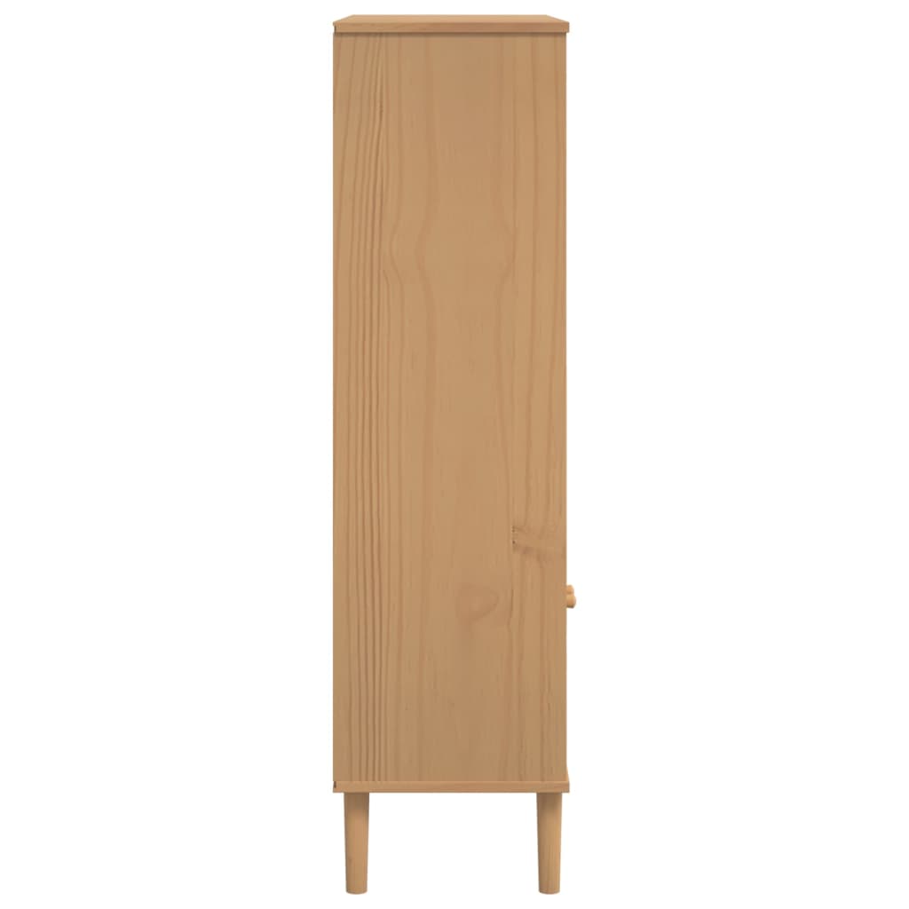 Bookcase SENJA Rattan Look Brown 90x35x130 cm Solid Wood Pine