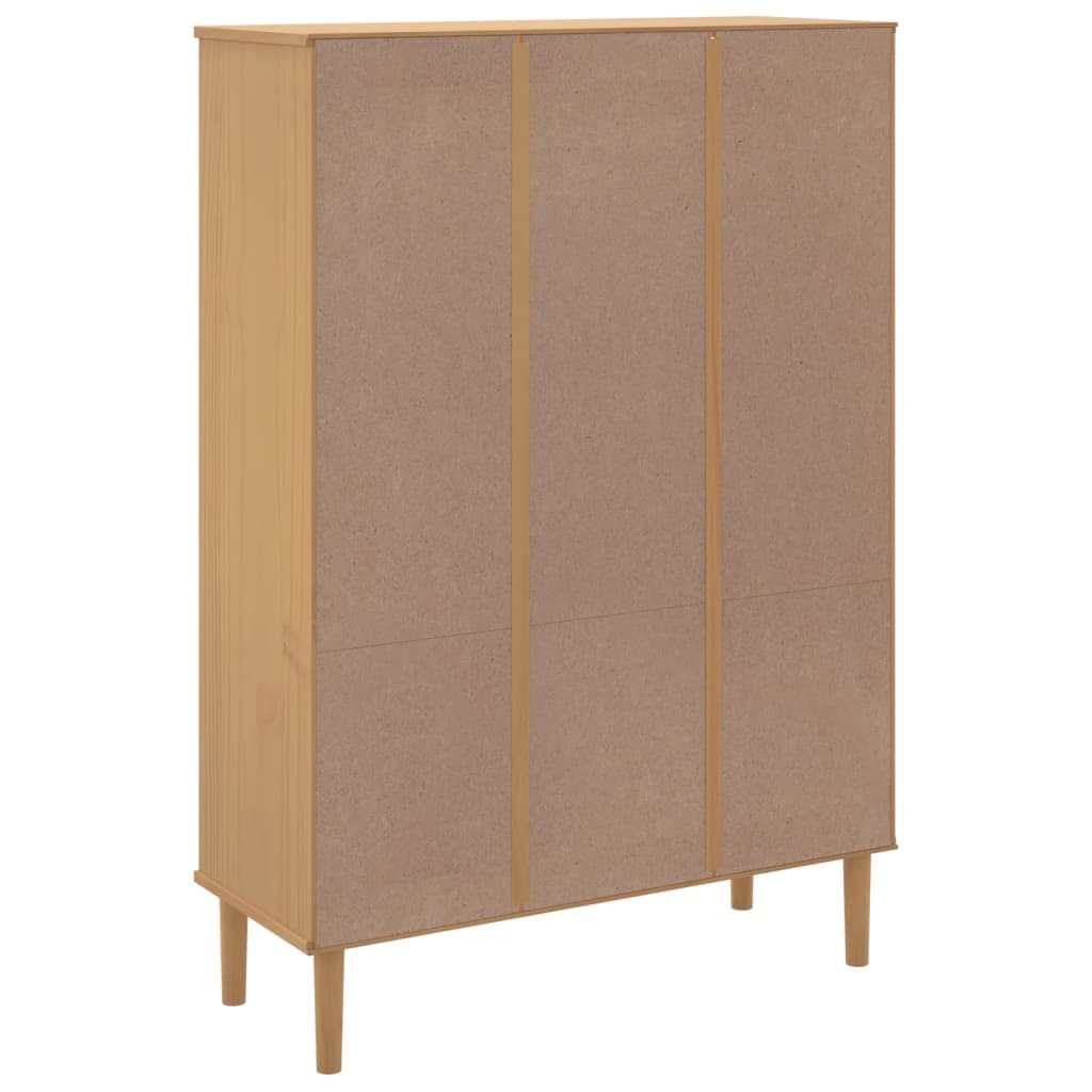 Bookcase SENJA Rattan Look Brown 90x35x130 cm Solid Wood Pine