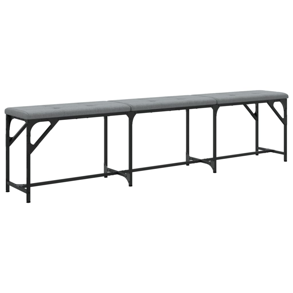 Dining Bench Light Grey 186x32x45 cm Steel and Fabric