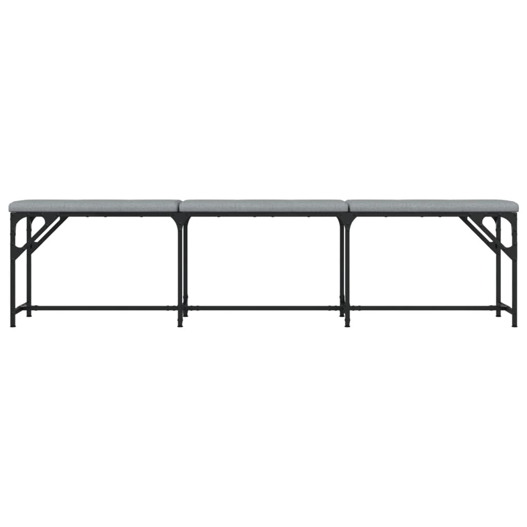 Dining Bench Light Grey 186x32x45 cm Steel and Fabric