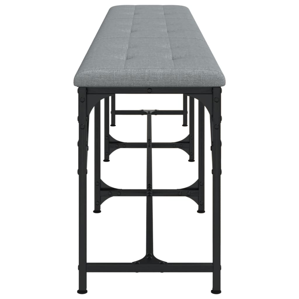 Dining Bench Light Grey 186x32x45 cm Steel and Fabric