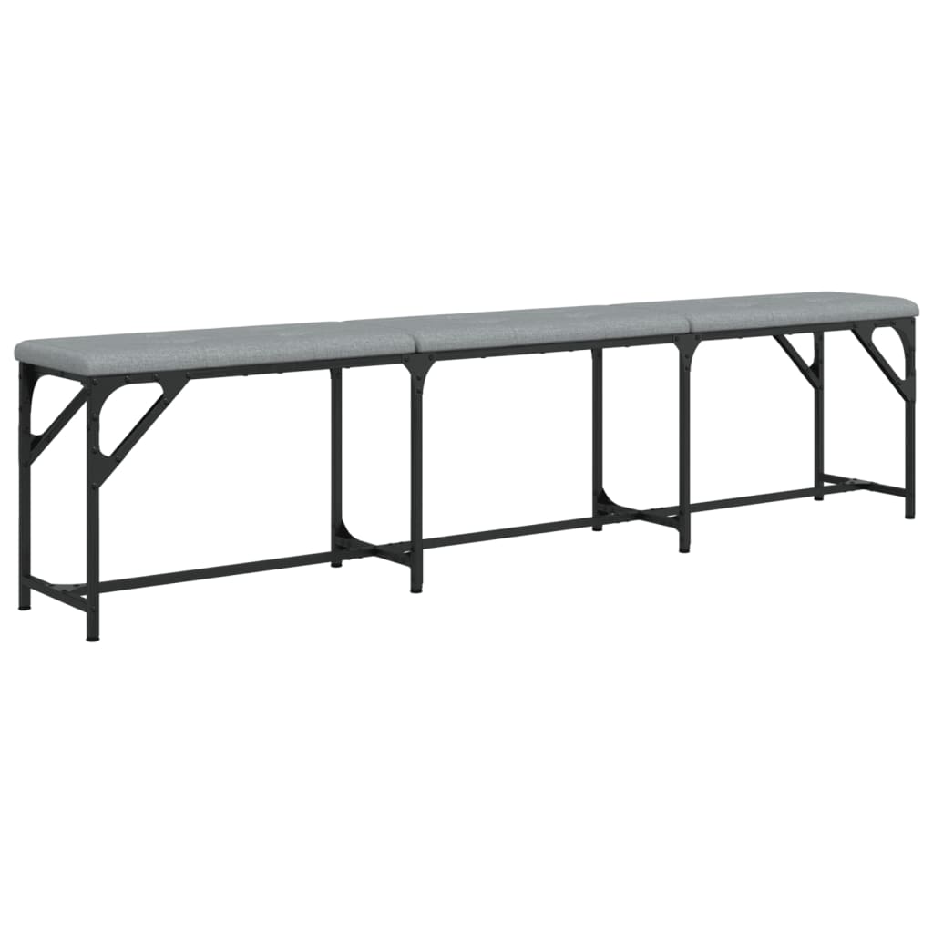 Dining Bench Light Grey 186x32x45 cm Steel and Fabric