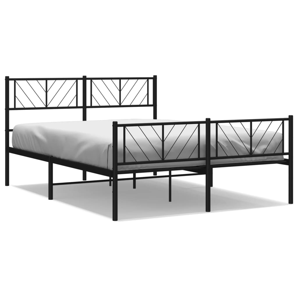 Metal Bed Frame without Mattress with Footboard Black 140x190cm