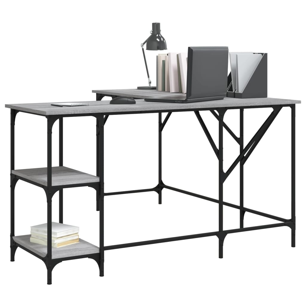 Desk Grey Sonoma 139x139x75 cm Engineered Wood
