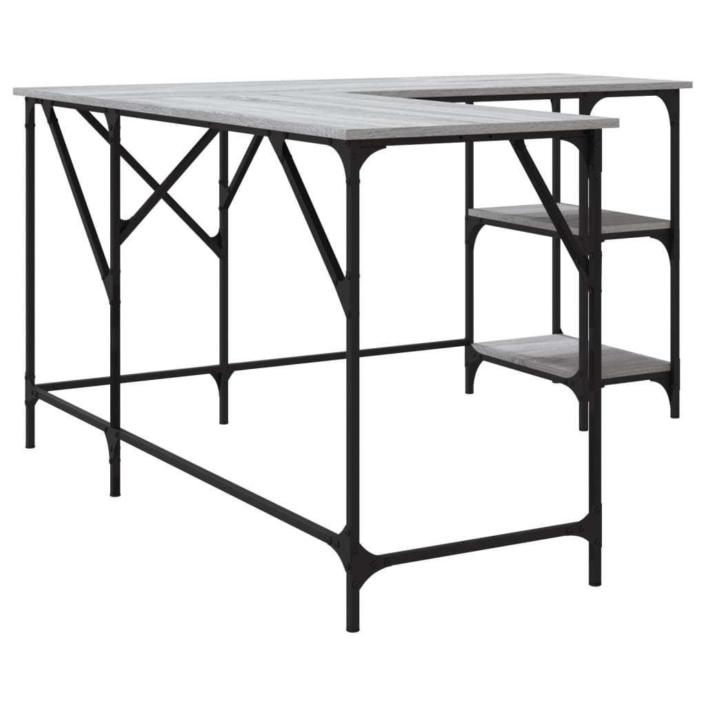 Desk Grey Sonoma 139x139x75 cm Engineered Wood