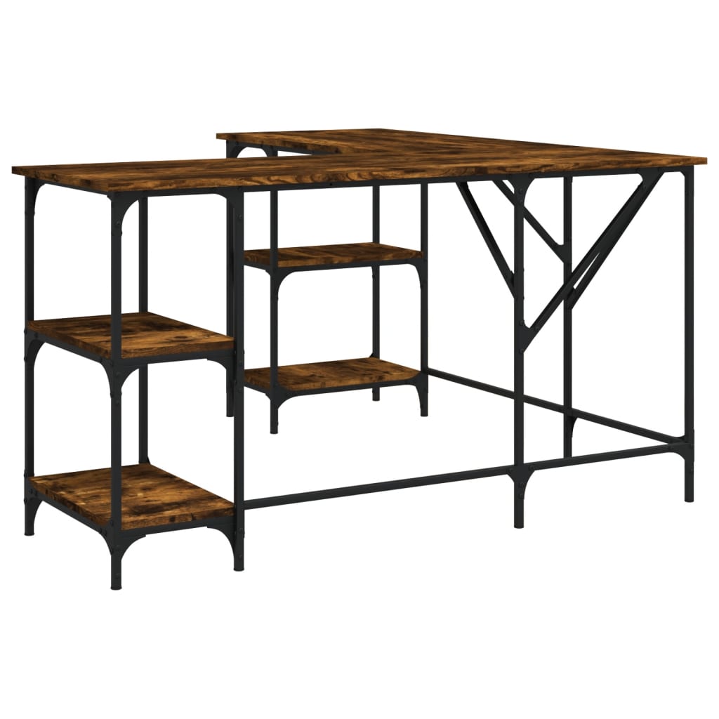Desk Smoked Oak 139x139x75 cm Engineered Wood