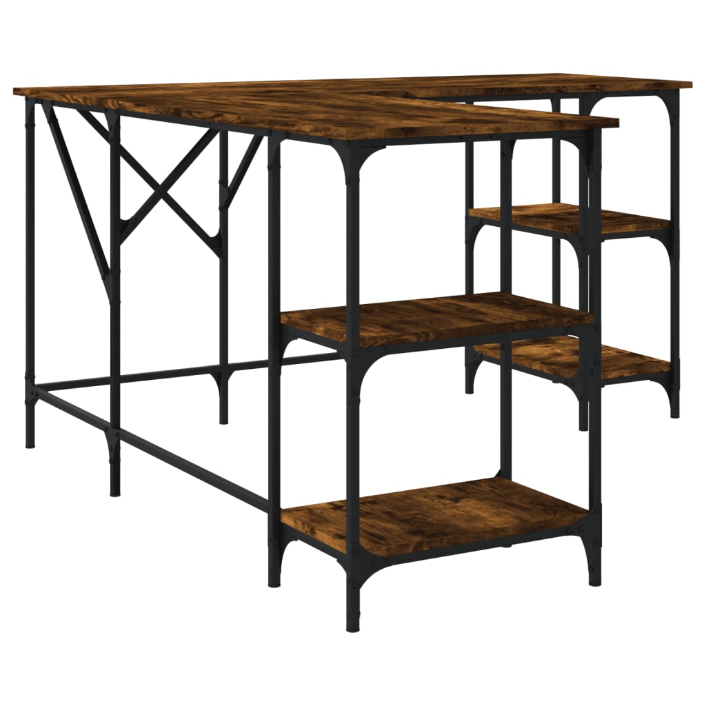 Desk Smoked Oak 139x139x75 cm Engineered Wood