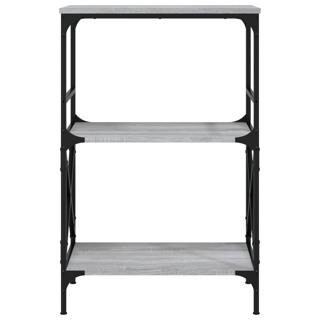 Bookcase 3-Tier Grey Sonoma 59x35x90.5 cm Engineered Wood