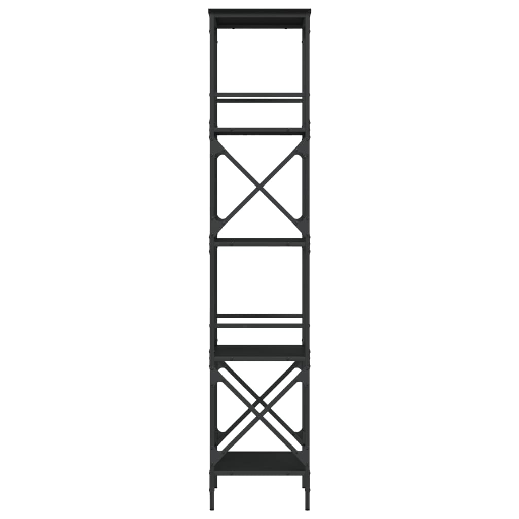 Bookcase 5-Tier Black 59x35x171 cm Engineered Wood