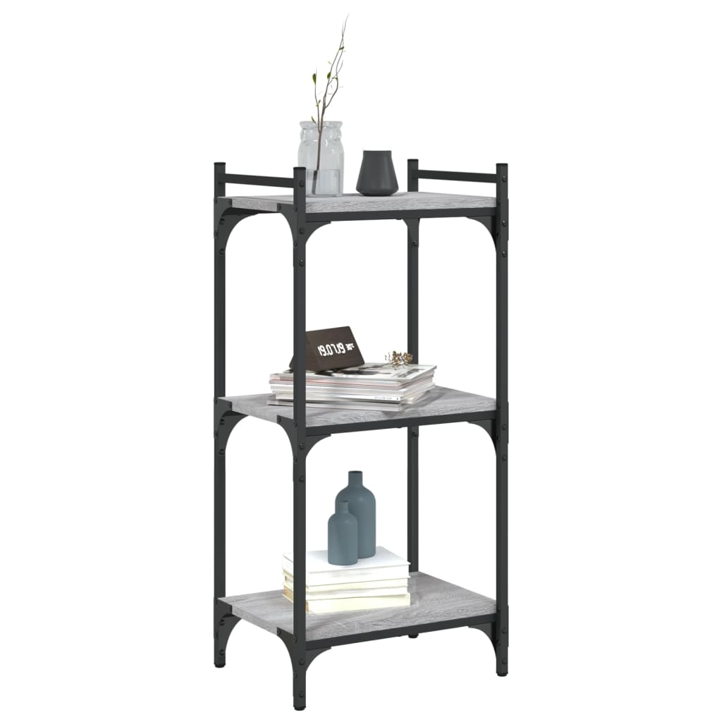 Bookcase 3-Tier Grey Sonoma 40x30x86 cm Engineered Wood