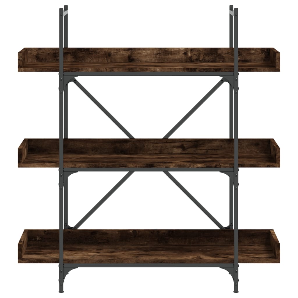 Bookcase 3-Tier Smoked Oak 100x33x108.5 cm Engineered Wood