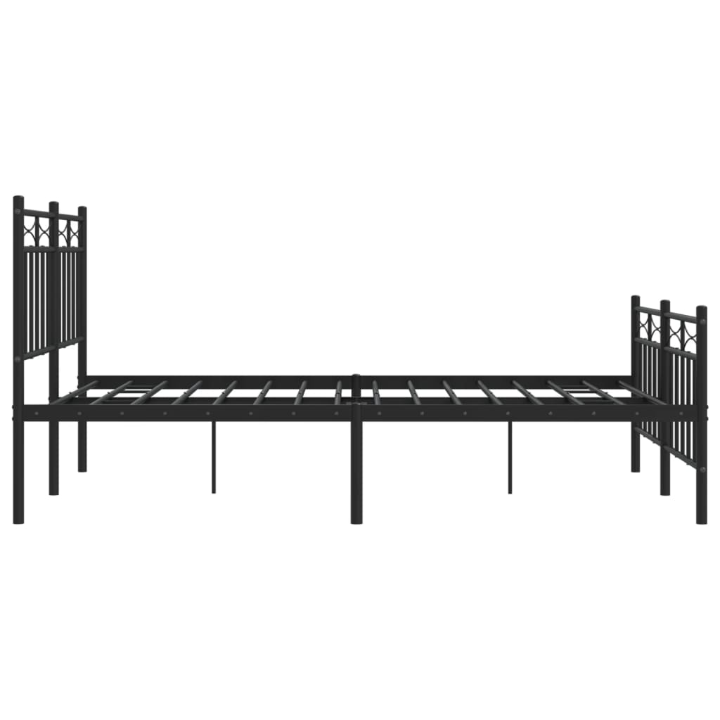 Metal Bed Frame without Mattress with Footboard Black 120x190cm