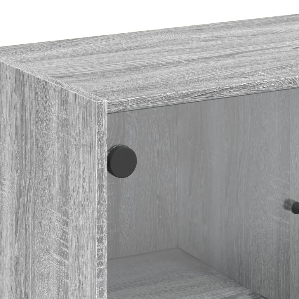 Side Cabinet with Glass Doors Grey Sonoma 68x37x75.5 cm