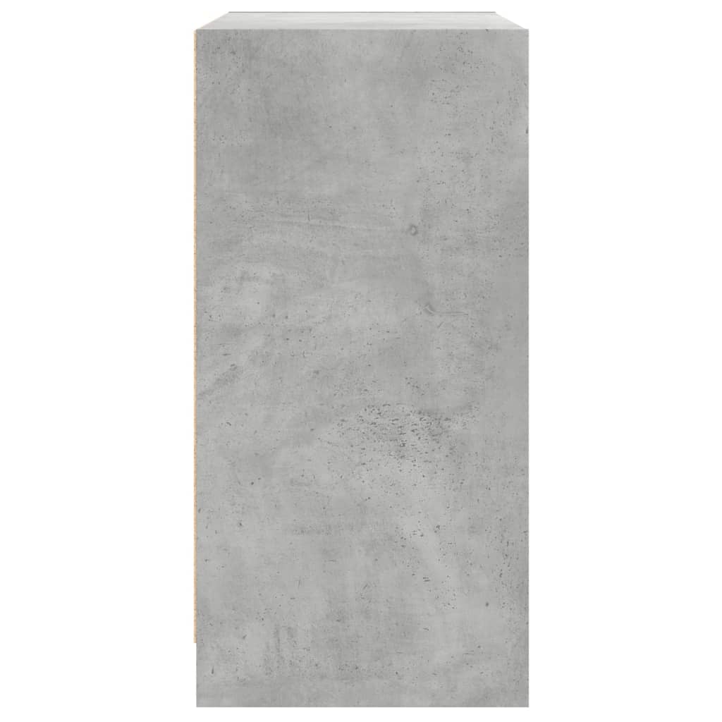 Side Cabinet with Glass Doors Concrete Grey 68x37x75.5 cm