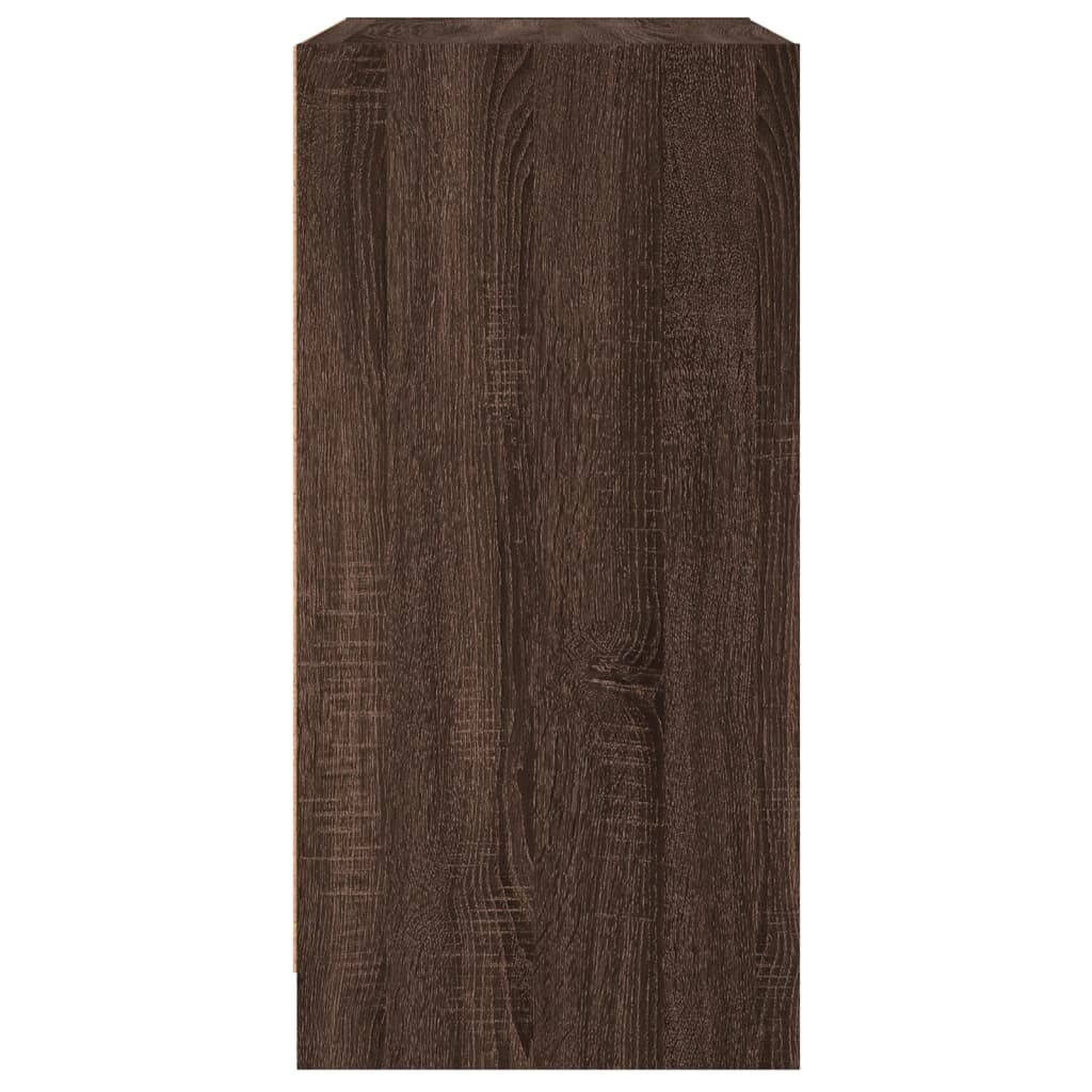 Side Cabinet with Glass Doors Brown Oak 68x37x75.5 cm
