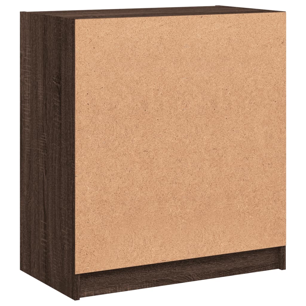 Side Cabinet with Glass Doors Brown Oak 68x37x75.5 cm