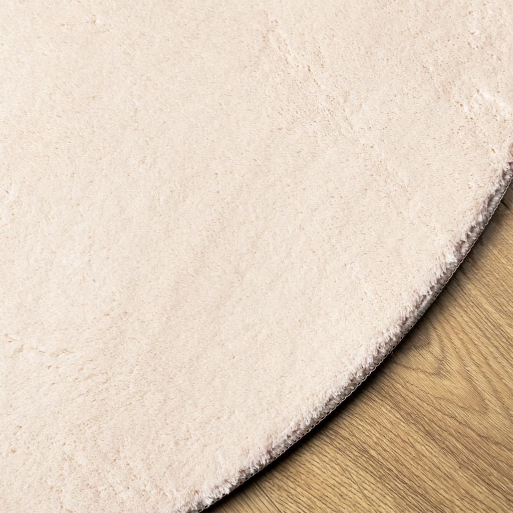 Rug HUARTE Short Pile Soft and Washable Beige Ø 80 cm