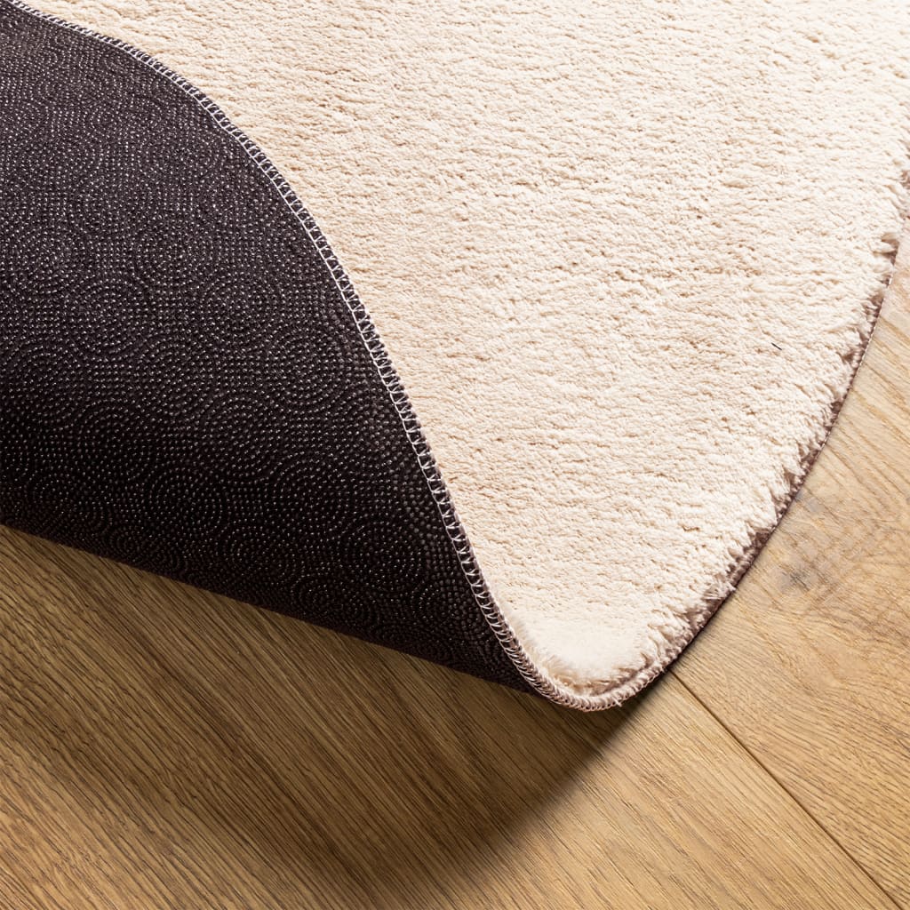 Rug HUARTE Short Pile Soft and Washable Beige Ø 80 cm