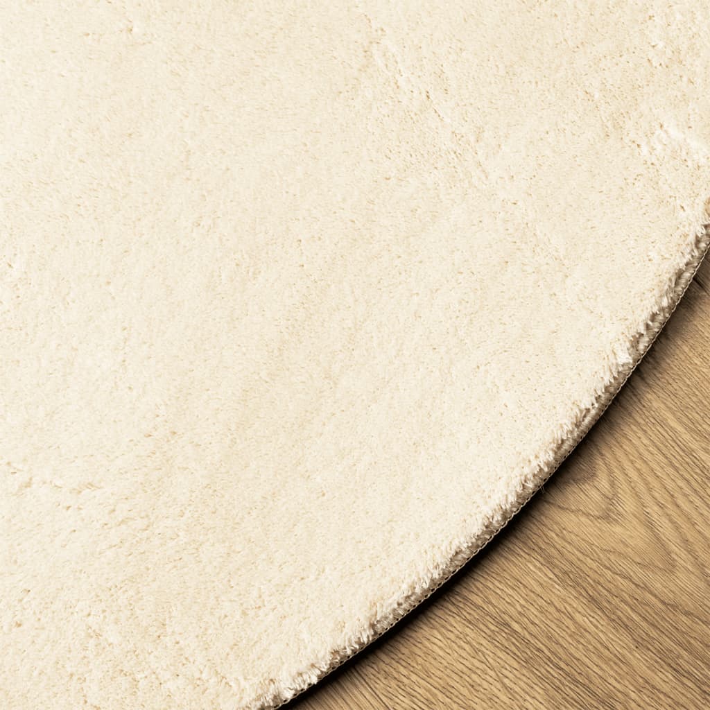 Rug HUARTE Short Pile Soft and Washable Cream Ø 100 cm