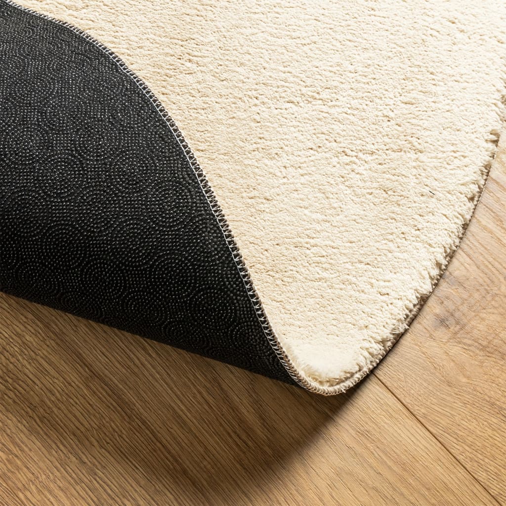 Rug HUARTE Short Pile Soft and Washable Cream Ø 100 cm
