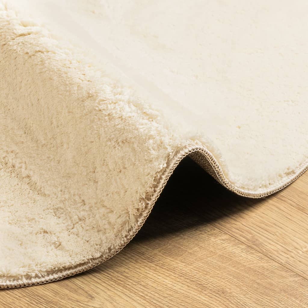 Rug HUARTE Short Pile Soft and Washable Cream Ø 100 cm