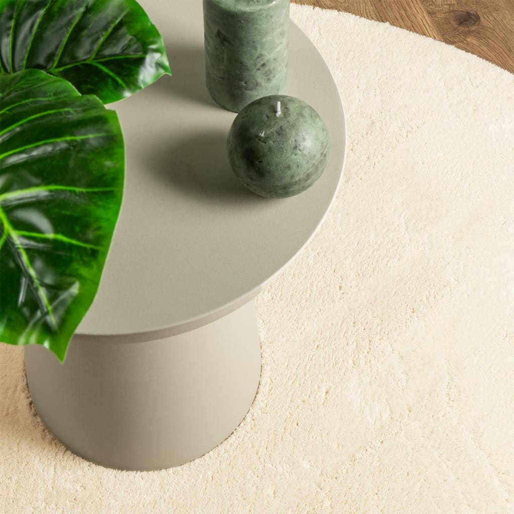 Rug HUARTE Short Pile Soft and Washable Cream Ø 100 cm
