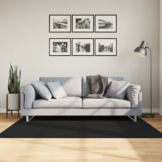 Rug HUARTE Short Pile Soft and Washable Black 120x170 cm