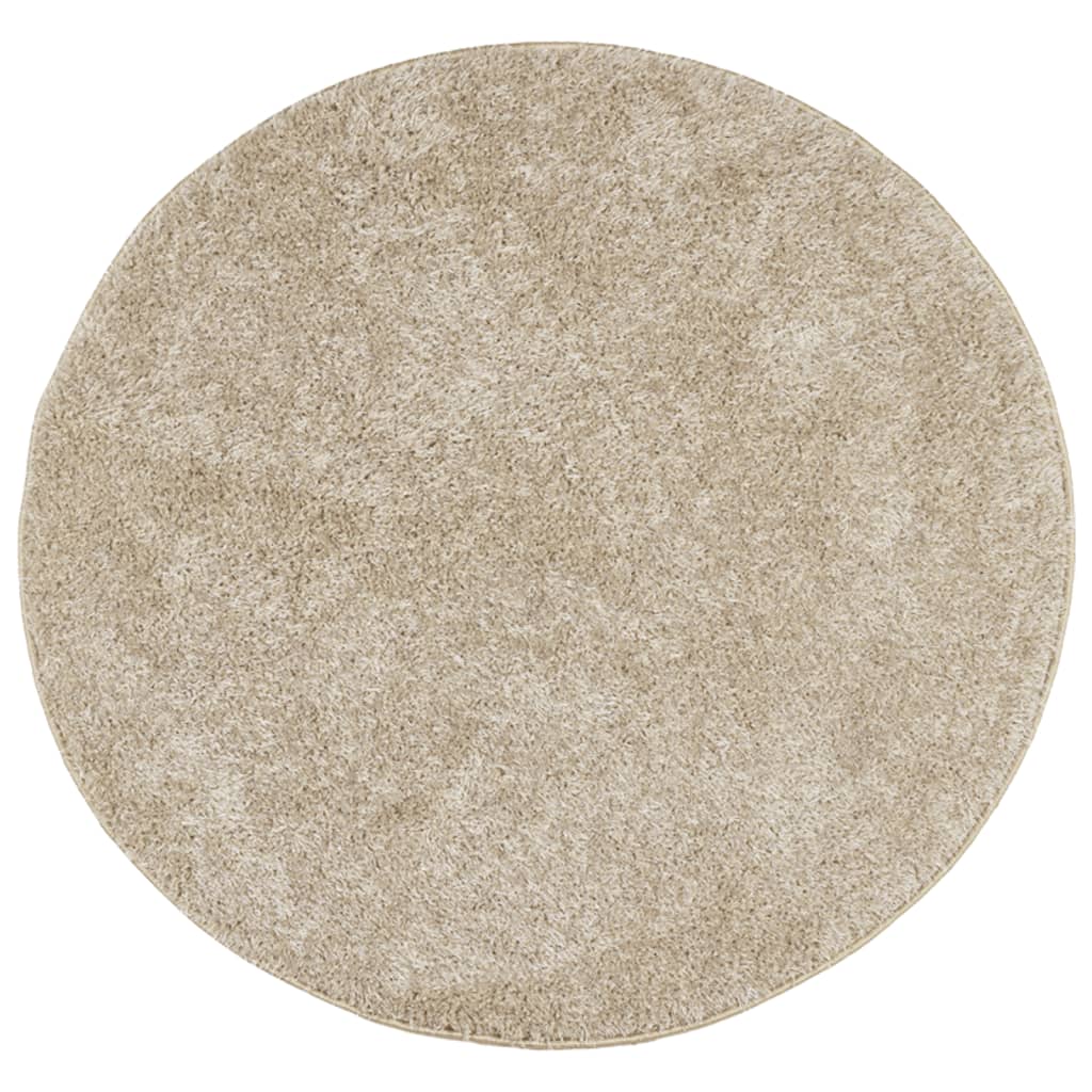 Rug ISTAN High Pile Shiny Look Beige Ø 100 cm
