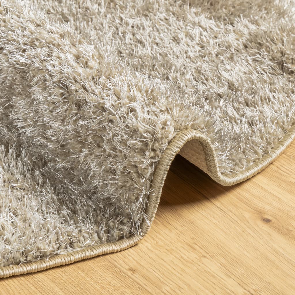 Rug ISTAN High Pile Shiny Look Beige Ø 100 cm