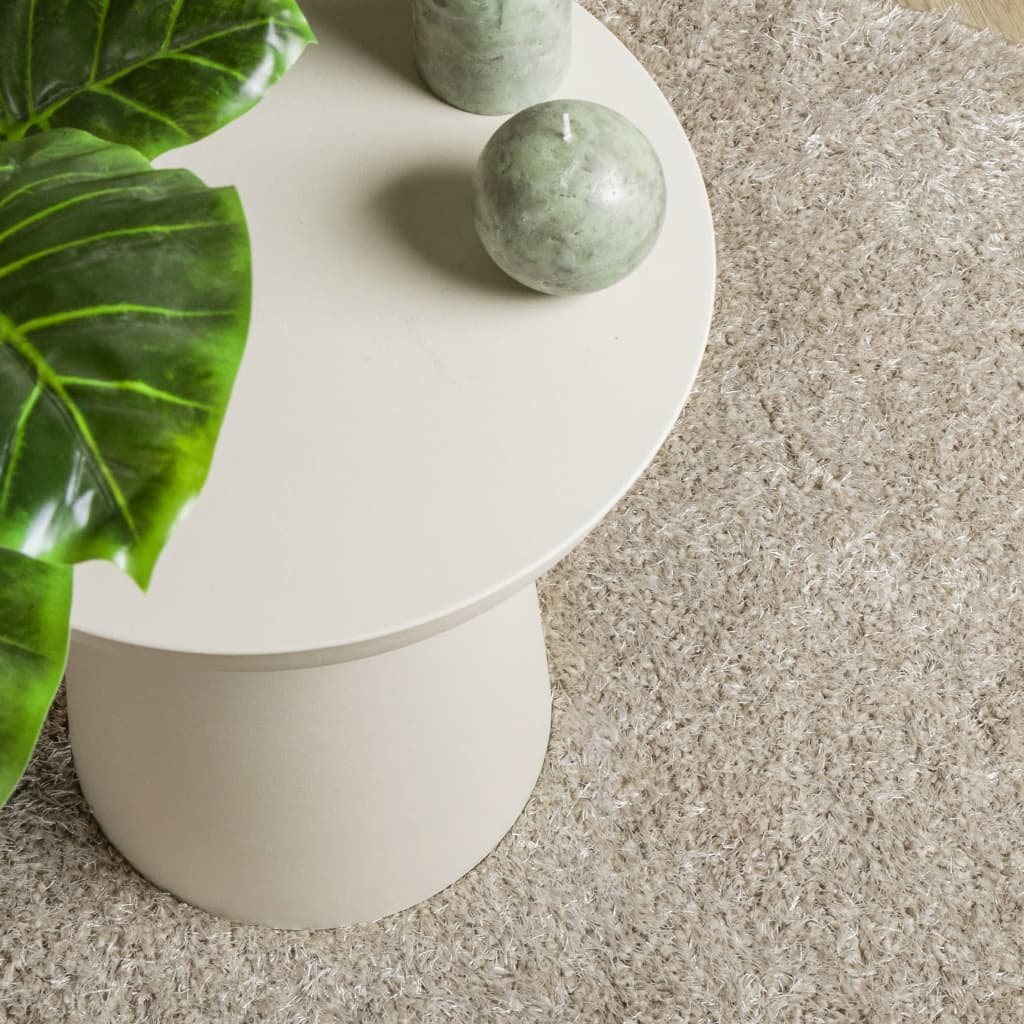 Rug ISTAN High Pile Shiny Look Beige Ø 100 cm
