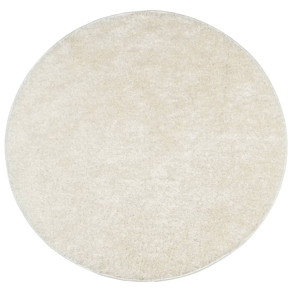 Rug ISTAN High Pile Shiny Look Cream Ø 100 cm