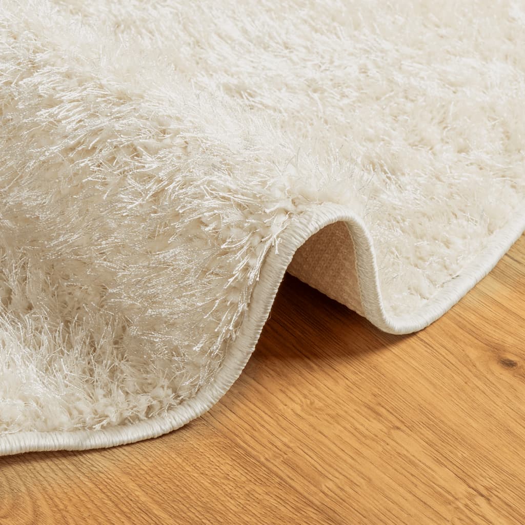 Rug ISTAN High Pile Shiny Look Cream Ø 100 cm