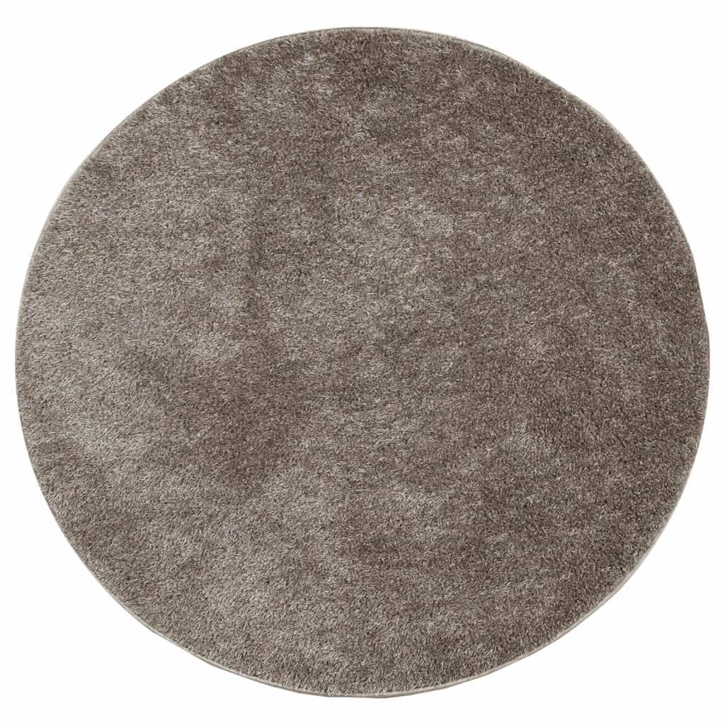 Rug ISTAN High Pile Shiny Look Grey Ø 120 cm