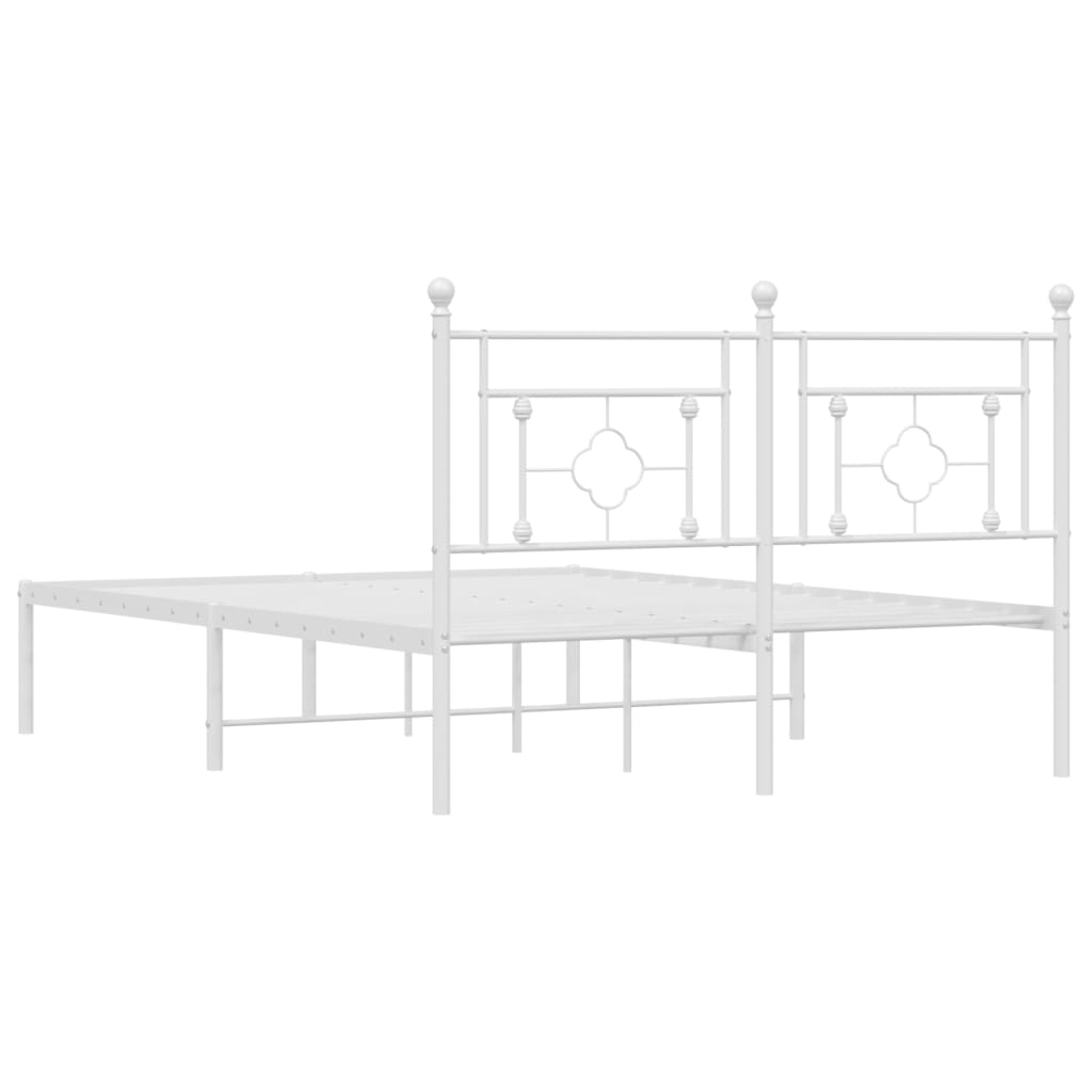 Metal Bed Frame without Mattress with Headboard White 135x190cm