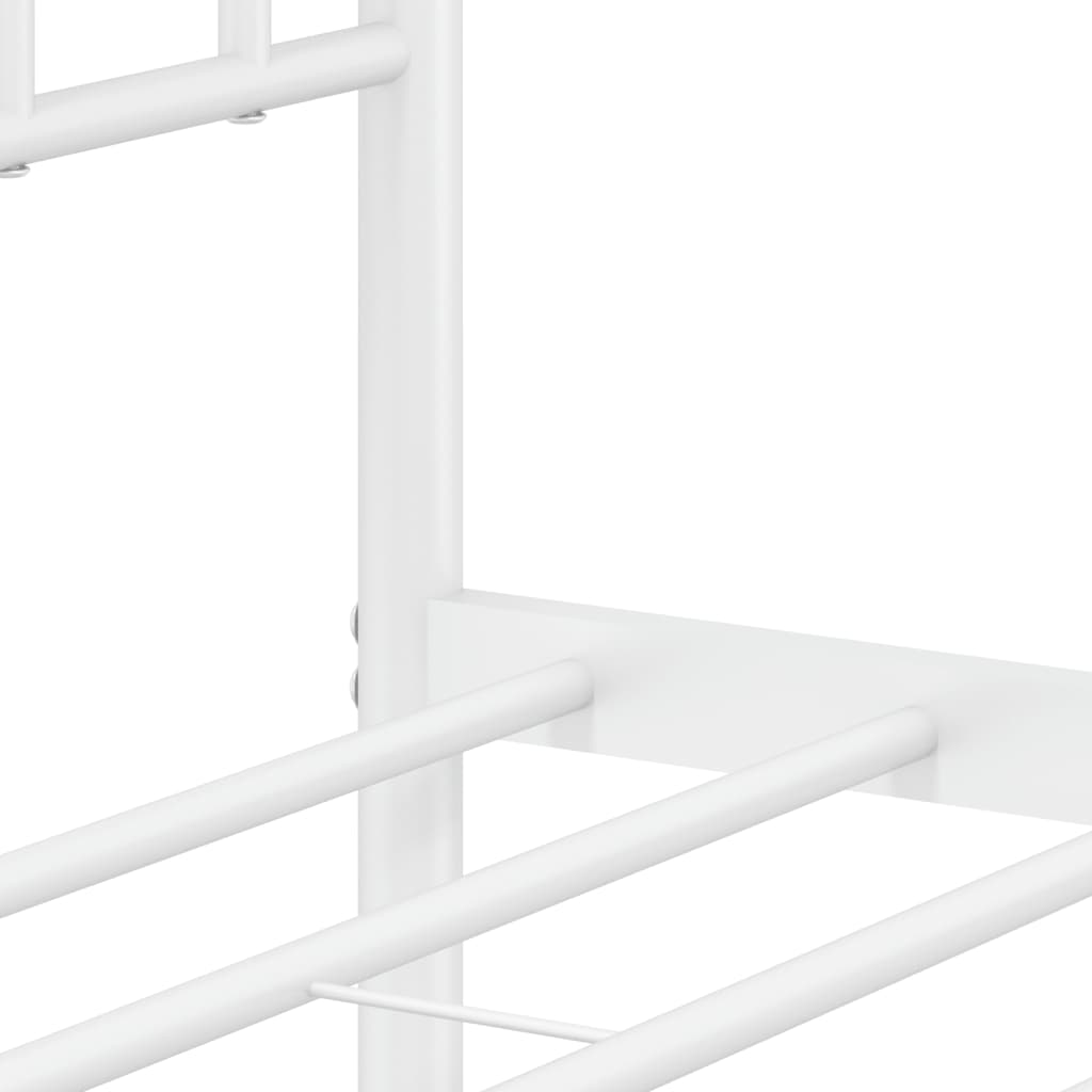 Metal Bed Frame without Mattress with Headboard White 140x190cm