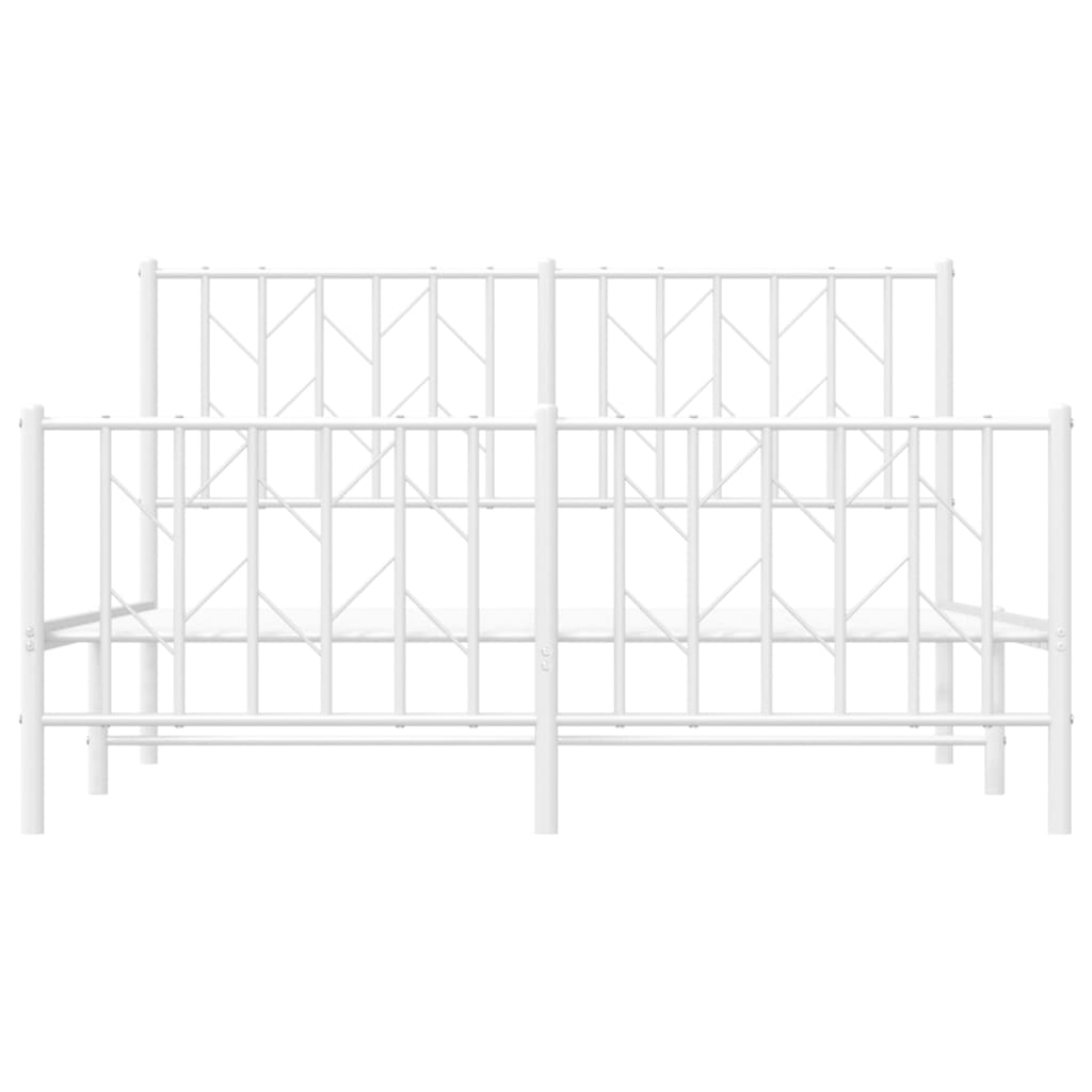 Metal Bed Frame without Mattress with Footboard White 135x190cm