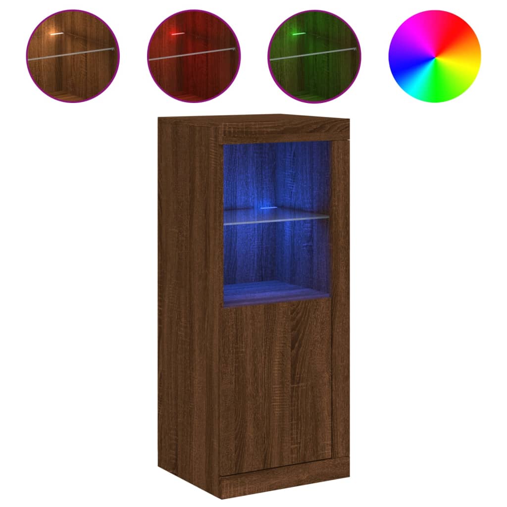 Sideboard with LED Lights Brown Oak 41x37x100 cm