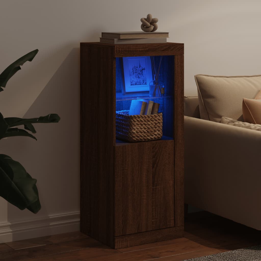 Sideboard with LED Lights Brown Oak 41x37x100 cm