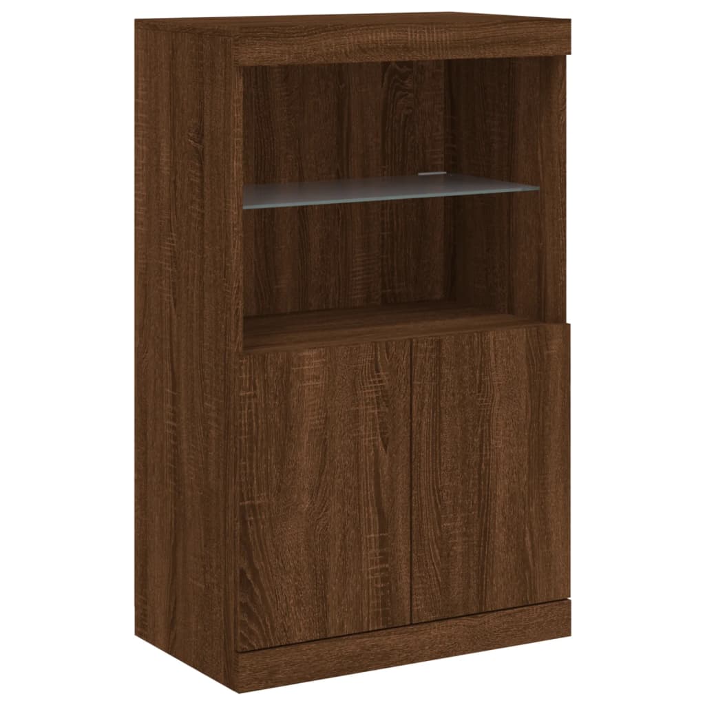 Sideboard with LED Lights Brown Oak 60.5x37x100 cm