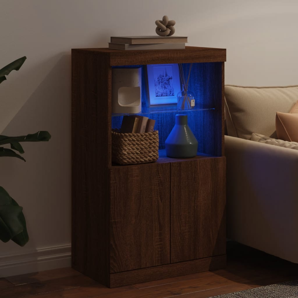 Sideboard with LED Lights Brown Oak 60.5x37x100 cm