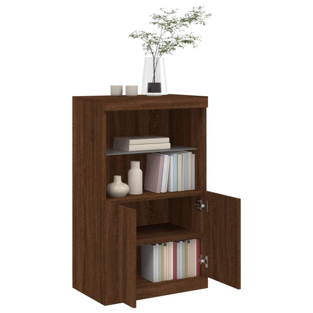 Sideboard with LED Lights Brown Oak 60.5x37x100 cm