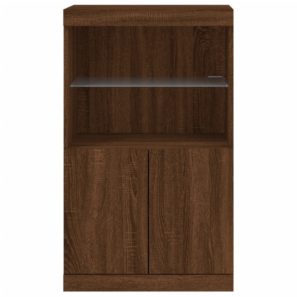 Sideboard with LED Lights Brown Oak 60.5x37x100 cm