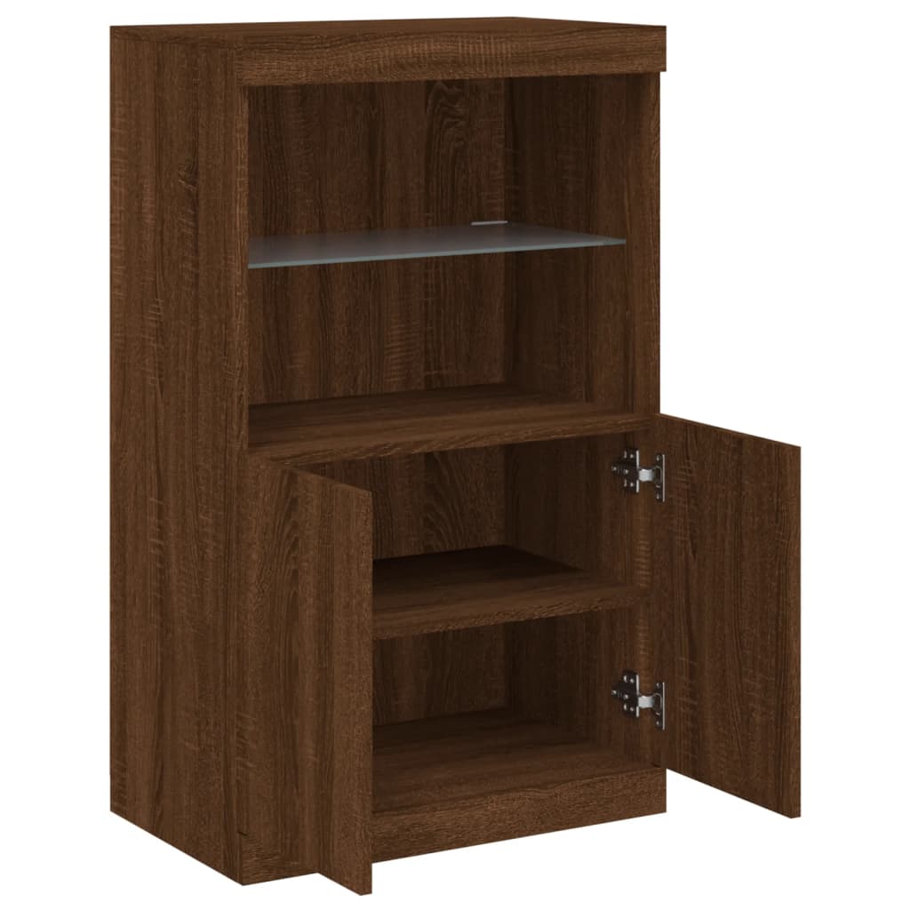 Sideboard with LED Lights Brown Oak 60.5x37x100 cm